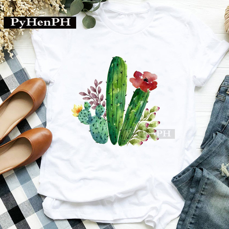 Kaos Wanita Motif Kaktus Lenga - Plant Parent T Shirt ulasan dan harga